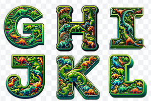 Dinosaur Display Font Alphabet ABC