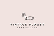 Vintage Flower Hand Wedding Logo, a Branding & Logo Template by Brand Society (Thumbnail 1 of 3)