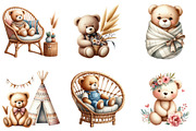 Nursery Teddy Bear Clipart,Boho, an Illustration by DreamArtGraphic (Thumbnail 6 of 7)