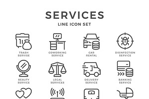 Set line icons of services, an Outline Icon by motorama