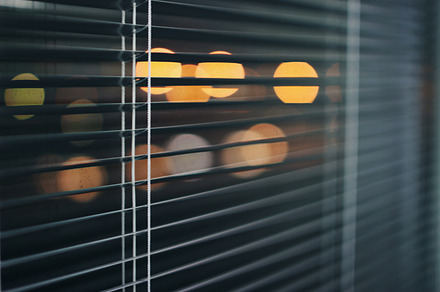 Closeup of shutter at night