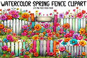 Watercolor Spring Fence Clipart, an Illustration by Designworld (Thumbnail 1 of 5)