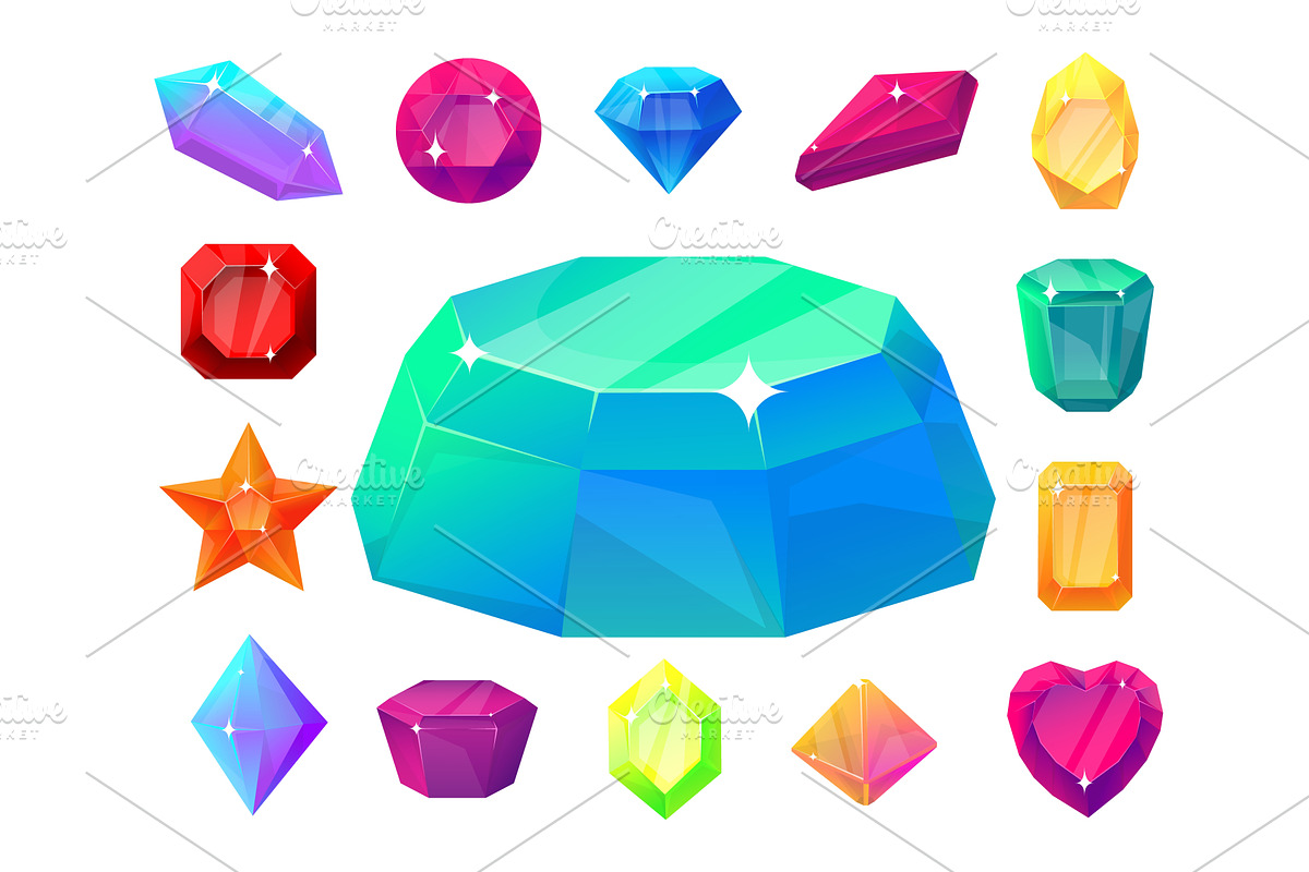 Colorful gemstones. Crystal stones, an Object Illustration by Vectorbuum