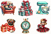 Retro Christmas Clipart, an Illustration by OK Design (Thumbnail 3 of 5)