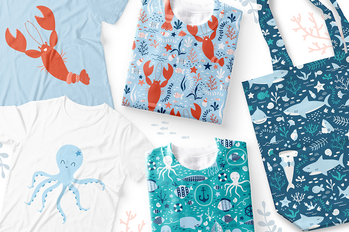 Under The Sea patterns and clipart, a Pattern Graphic by Inna Moreva (Photo 3 of 4)