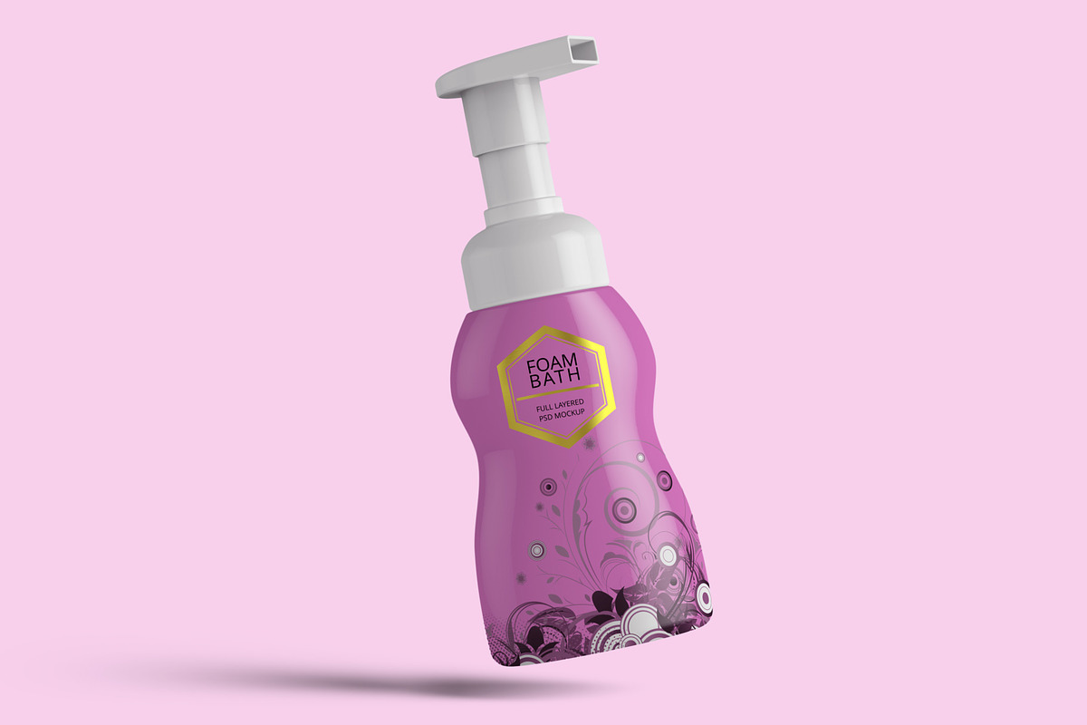 Foaming Cosmetic Bottle Mockup, a Cups & Container Mockup by Digitalphaser (Photo 6 of 8)