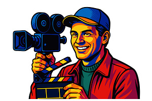 Smiling Male Film Director, a Person Illustration by AlexArt