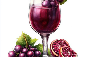 Red Wine Grapes Pomegranate Glass St, a Food & Drink Photo by Pixeness Studio