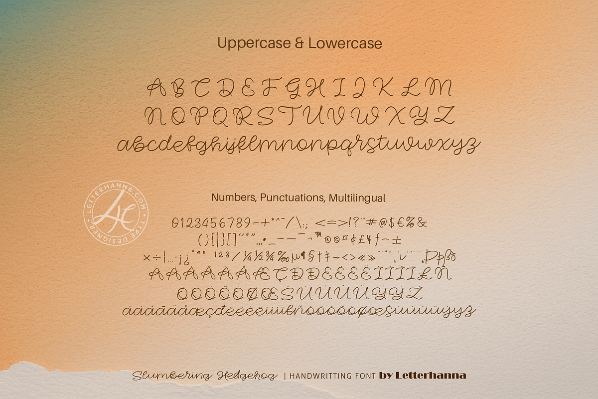 Slumbering Hedgehog Font, a Handwritten Font by Letterhanna Studio (Photo 12 of 24)