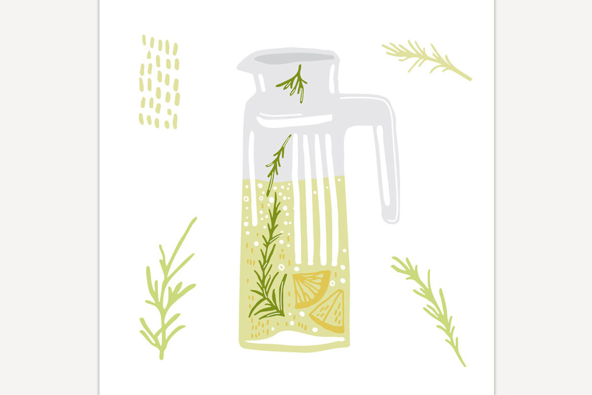 Homemade water with rosemary lemon, a Food Illustration by Anna's Shop