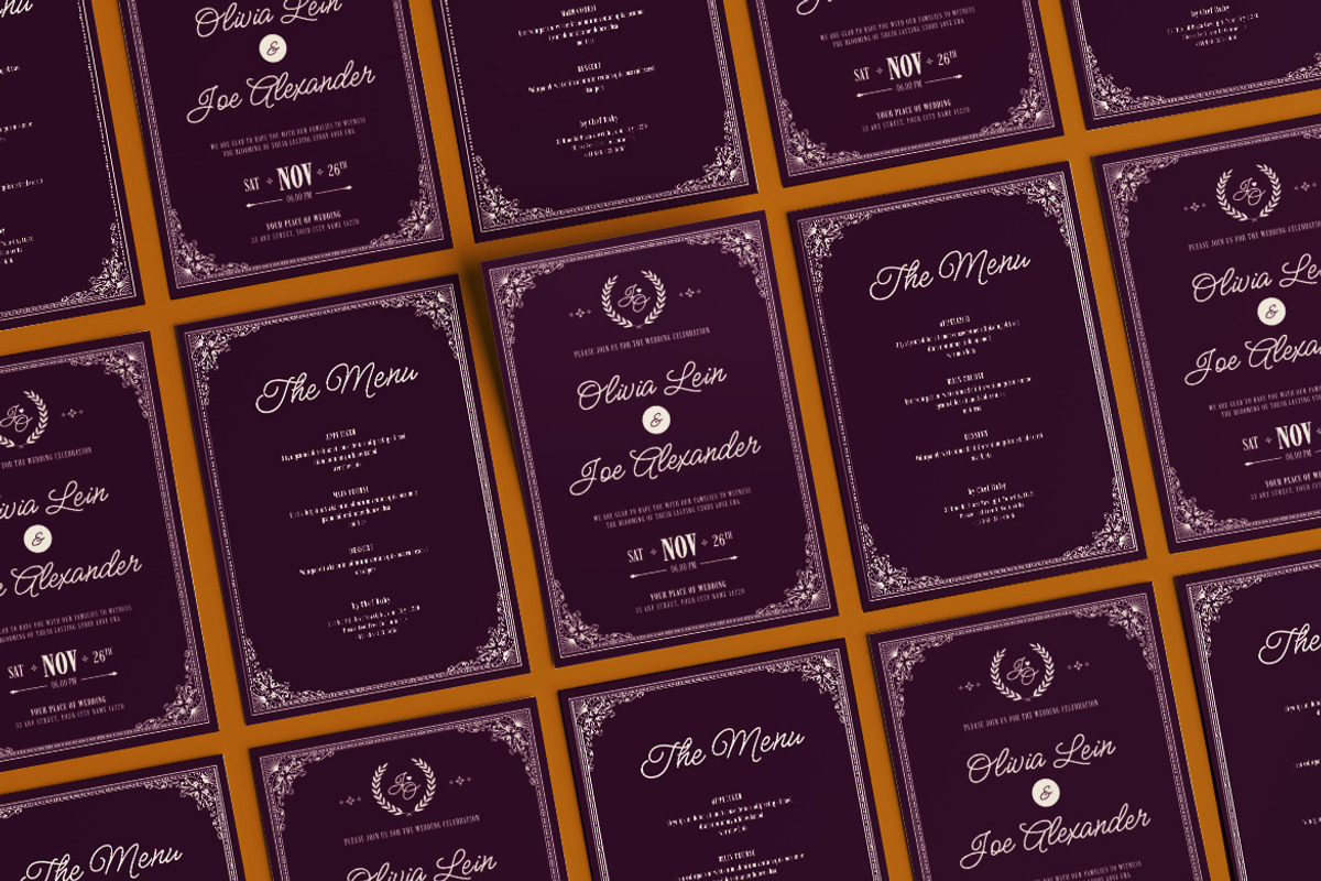 Art Deco Wedding Invitation Template, an Invitation Template by dokudokunomi (Photo 4 of 4)
