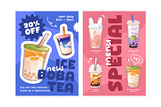 Bubble tea set + ad backgrounds, a Food Illustration by PaperTrident (Thumbnail 7 of 11)