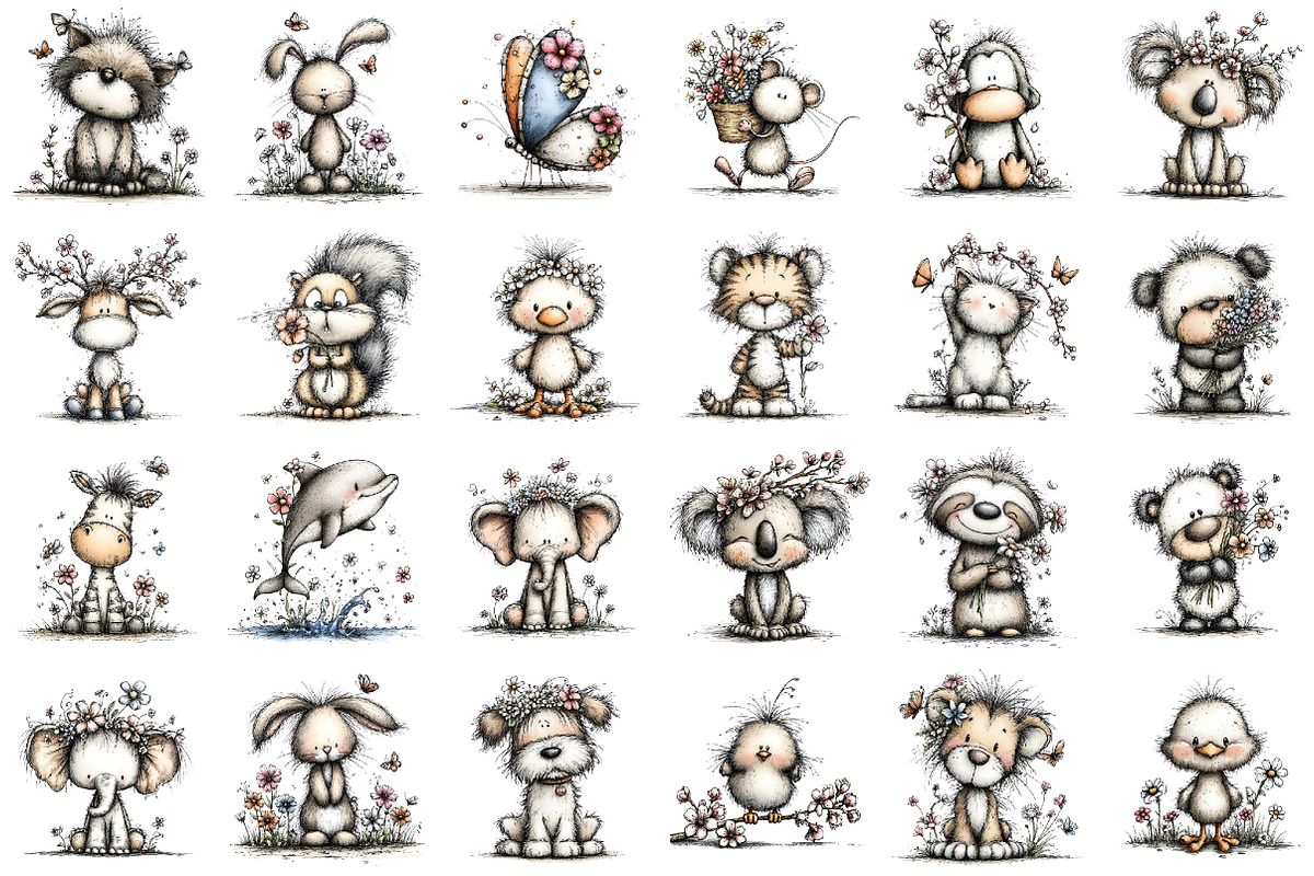 Whimsical Spring Animals Clipart, an Illustration by designcity5 (Photo 2 of 5)