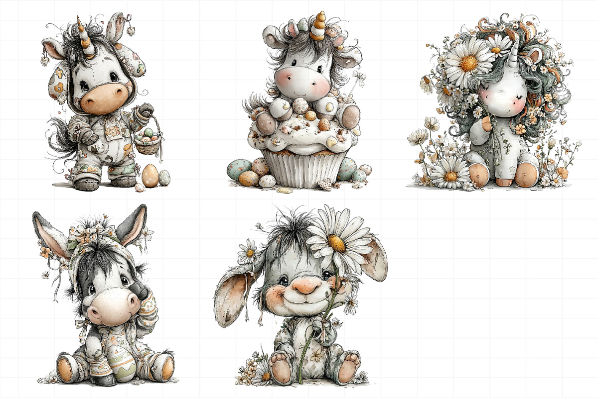 Whimsical Easter Cute Unicorn Clipar, an Illustration by Daily.Designs (Photo 7 of 8)