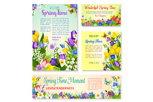 Springtime Holidays Floral Banner Template Set