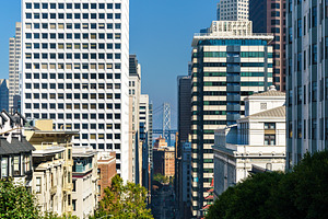 Classic view of downtown San Francisco from California Street, an Architecture Photo by Leonid Andronov