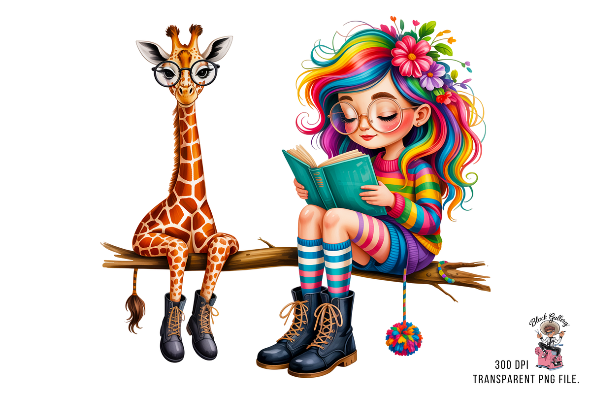 Colorful Hair Girl PNG Bundle, a Graphic by Clipart Studio (Photo 8 of 11)
