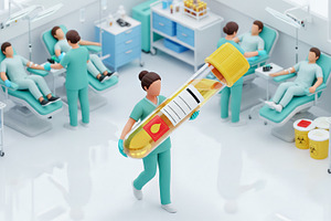 Nurse with a giant biological sample, a Photo by angellodeco
