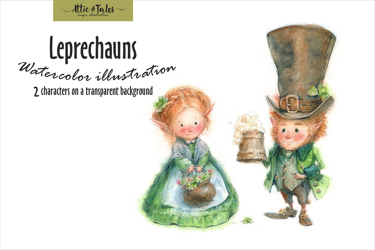 Watercolor Leprechauns, an Illustration by atticandtales