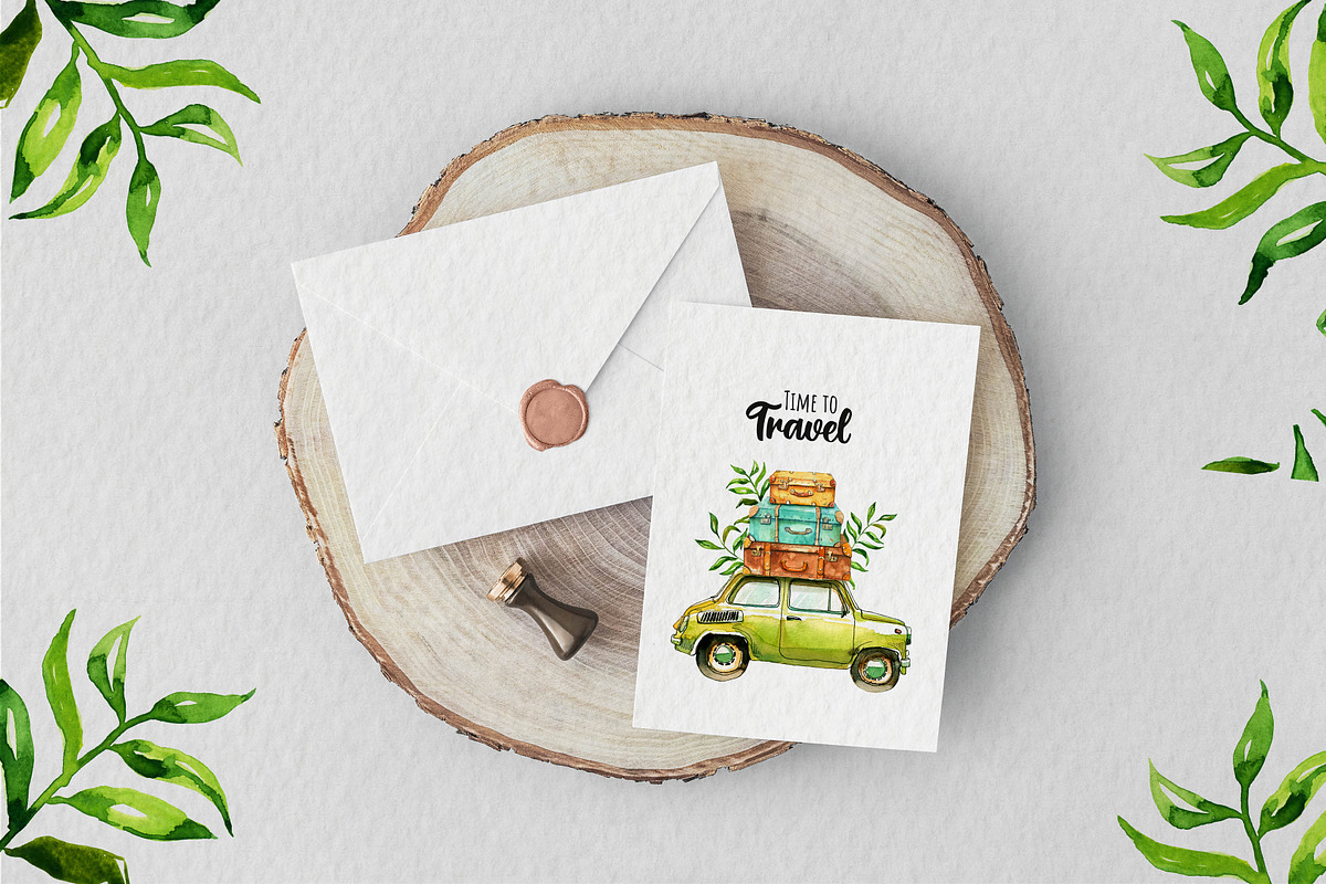 Travel Set. Watercolor illustrations, a Transportation Illustration by iri-illustration (Photo 2 of 7)