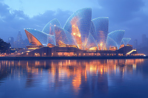 Illuminated Sydney Opera House at du, a Photo by Tanuart
