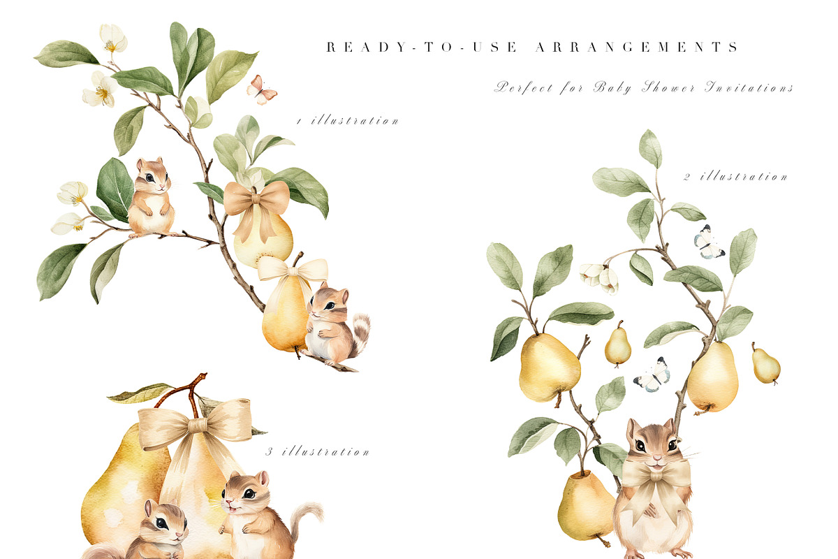 Watercolor Pear Magic Garden Set, an Animal Illustration by Pati Paints (Photo 4 of 9)