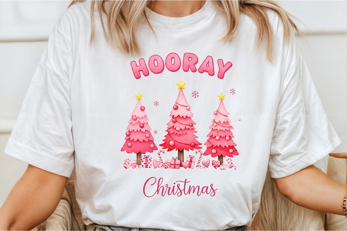 Hooray Christmas Pink Christmas Tree, an Illustration by DreamCafeArt (Photo 4 of 6)