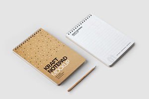 Kraft Notepad Mockup Set, Sketchbook