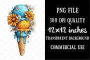 Summer Ice Cream with Strawberries, a Seasonal Illustration by Designking (Thumbnail 4 of 5)