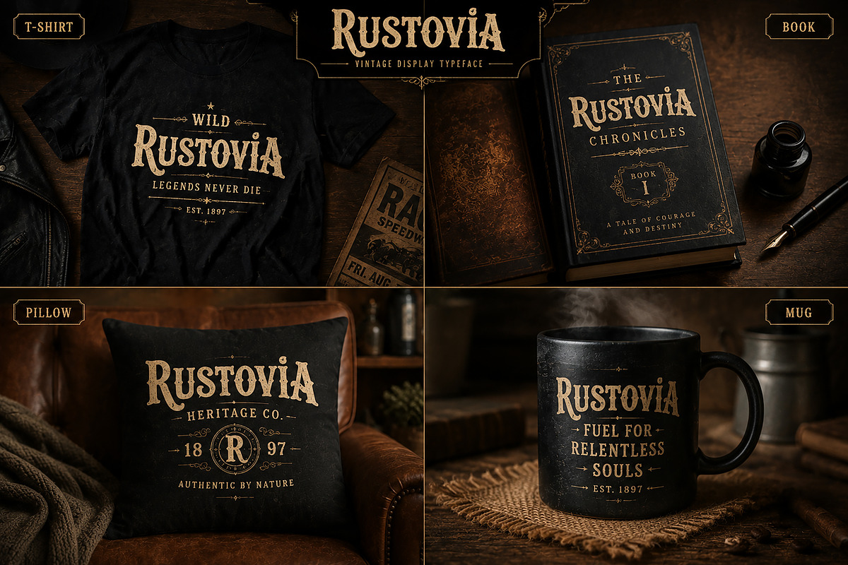 Rustovia – Vintage Display Font, a Script Font by Wow Magic (Photo 2 of 5)