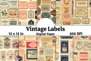 Vintage Label Patterns Digital Paper
