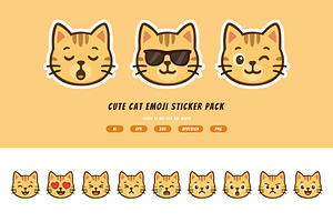 Cute Cat Emoji Sticker Pack, an Animal Illustration by itefan Studio