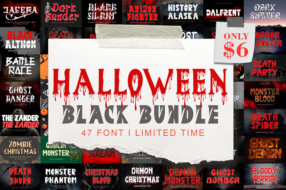 Halloween Black Bundle, a Blackletter Font by Yoga Letter