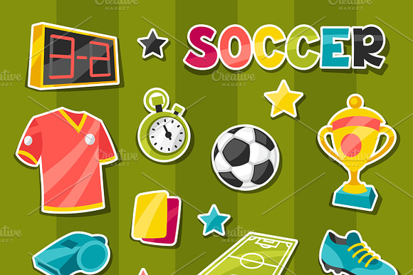 Soccer sticker symbols and icons. preview 2