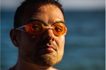 Young bearded man with swimming