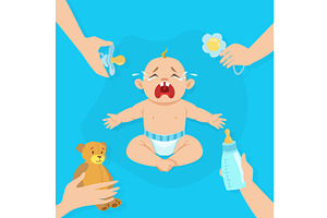 Crying Baby Banner with Place for, a Person Illustration by TopVectors