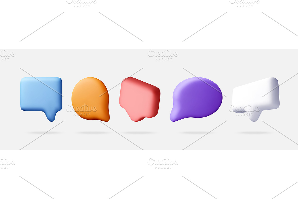 Set of 3D speech bubbles for chat, an Object Illustration by Abscent