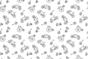 Bicycle Collection In Doodle Style