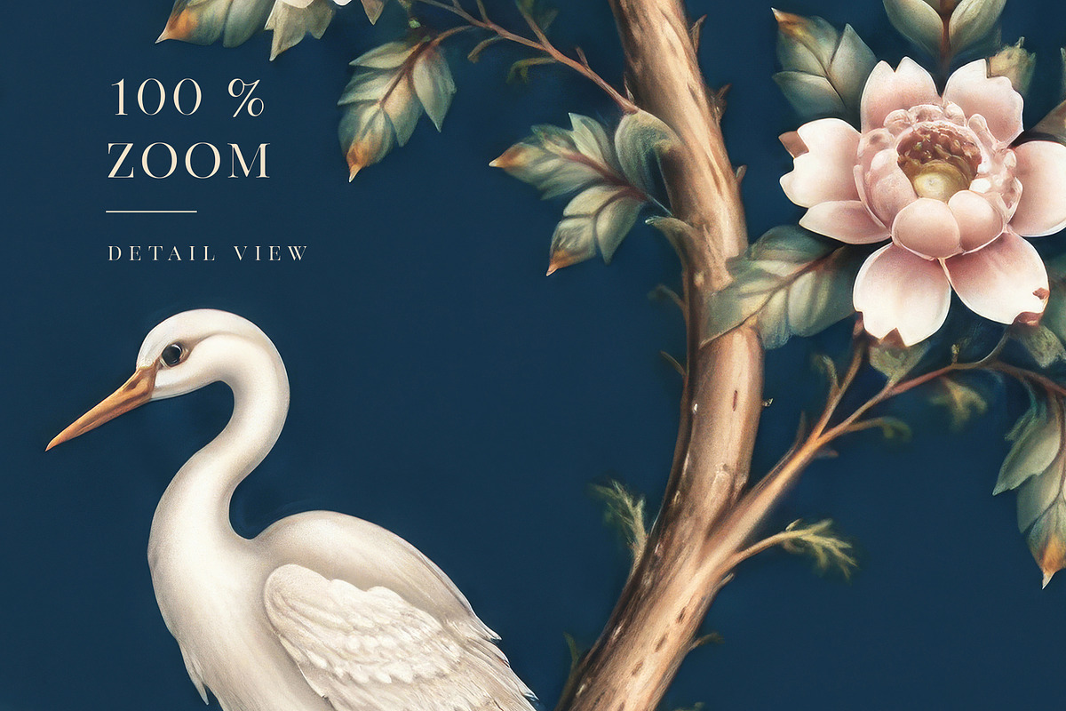 Navy Blue Chinoiserie Wall Mural, a Wallpaper Graphic by by creative paper (Photo 12 of 20)