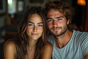 Portrait of beautiful young couple at home, a Person Photo by AlyaAnd