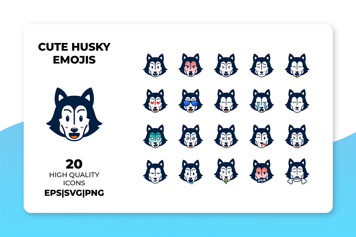 Cute Husky Emoticon, an Emoji Icon by yellowline (Photo 3 of 3)