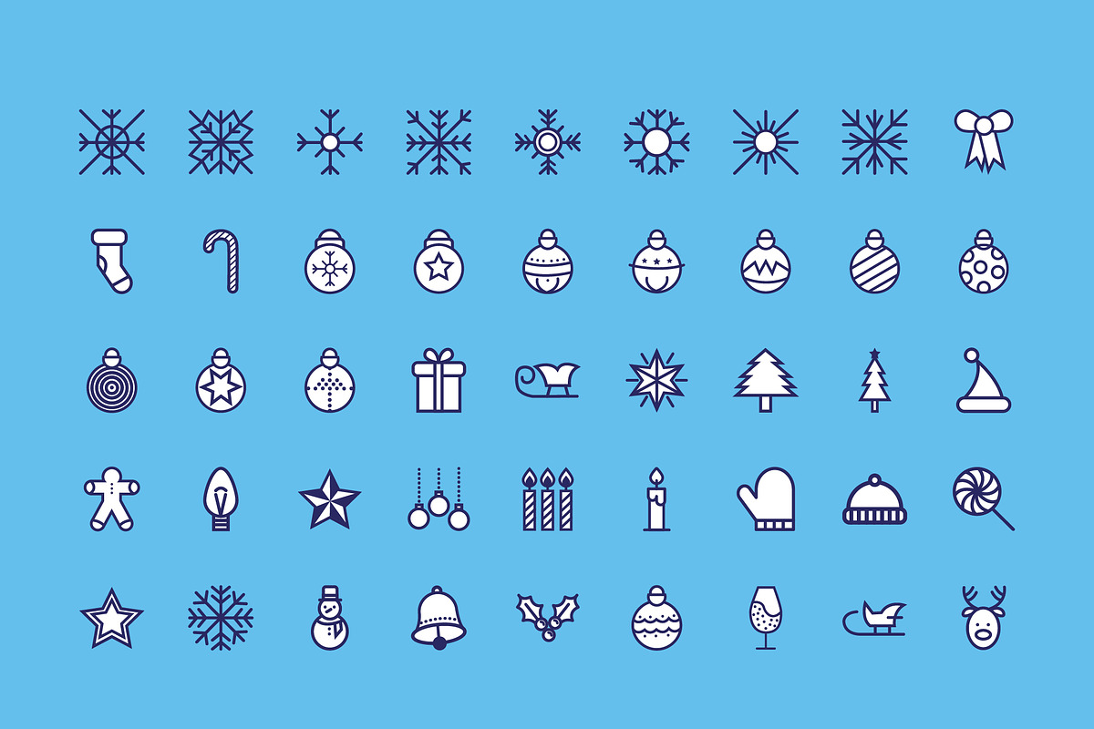 Christmas Icons Line Set