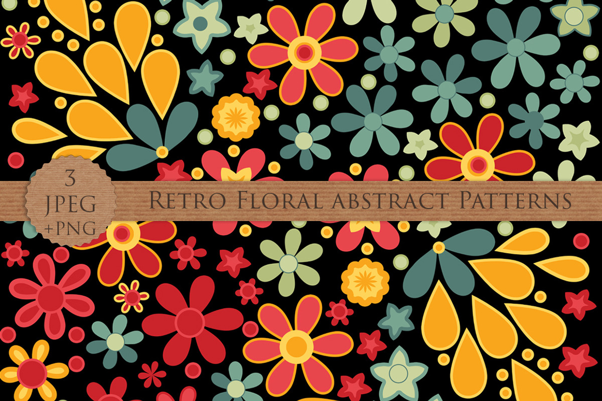 RETRO FLORAL abstract pattern set, a Pattern Graphic by Futurel (Photo 4 of 6)