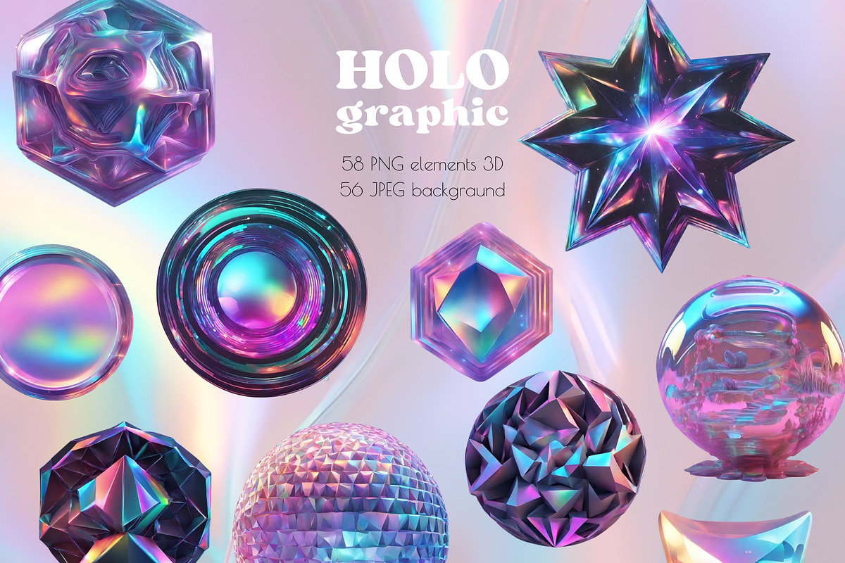 Holographic Iridescence shapes, an Object Graphic by NNclipart (Photo 6 of 10)