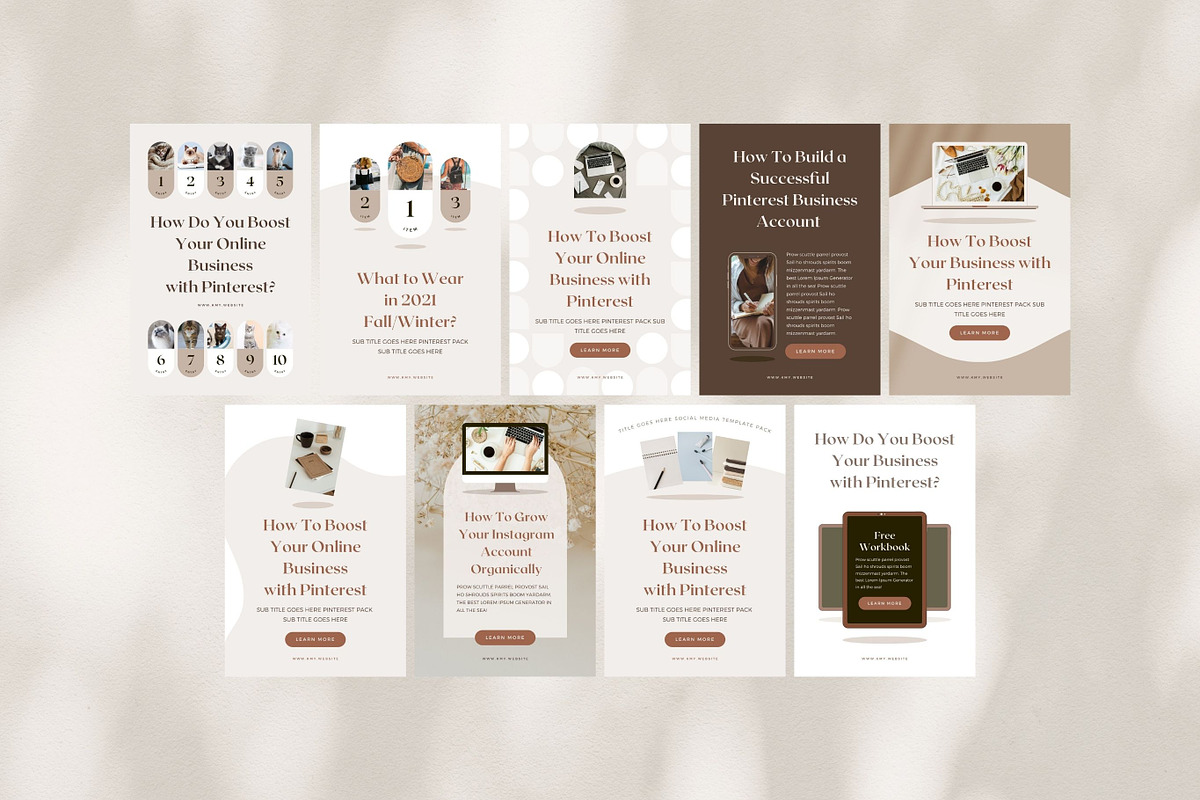 Pinterest Pin Templates Canva Shadow, a Social Media Template by Keikoya (Photo 12 of 13)