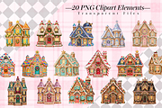 Christmas Gingerbread House Cliparts, a Seasonal Illustration by Ink Gallery (Thumbnail 2 of 13)