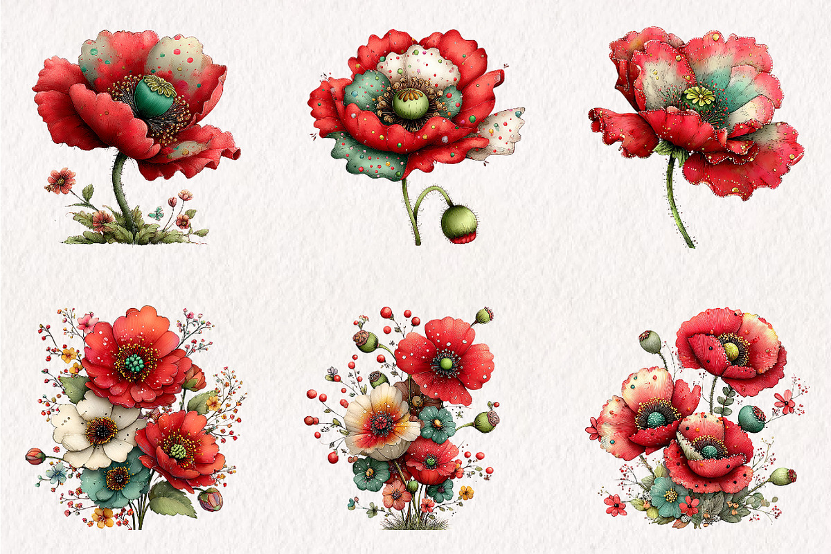 Whimsical Spring Poppy Flowers, an Illustration by CreationArt (Photo 6 of 10)