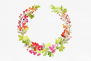 Christmas Watercolour Wreath Vector