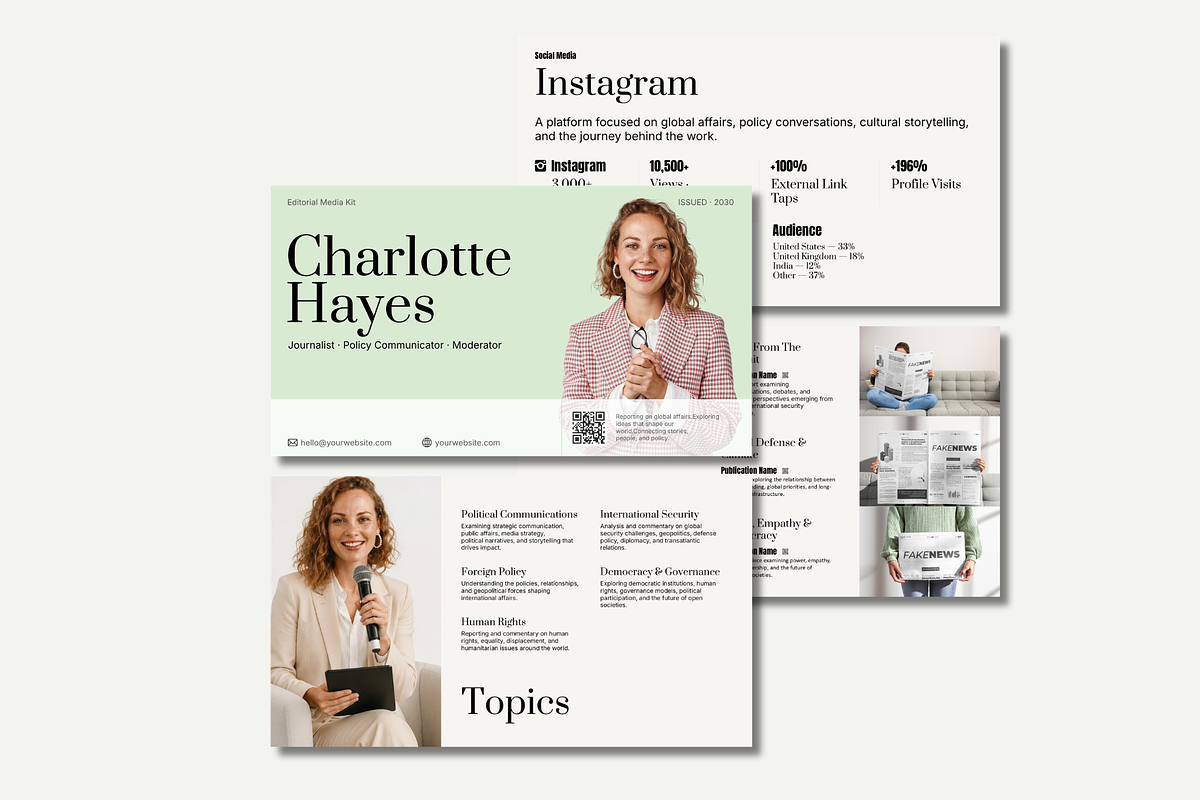 Journalist Media Kit Presentation., a Presentation Template by Velora Studio (Photo 2 of 6)