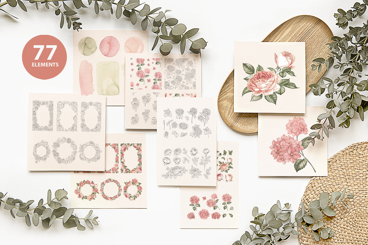 Sweet Roses and Hydrangeas, a Texture Illustration by Kotkoa (Photo 2 of 14)